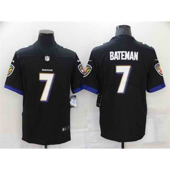 Men Baltimore Ravens 7 Rashod Bateman Black Vapor Untouchable Limited Stitched Jersey